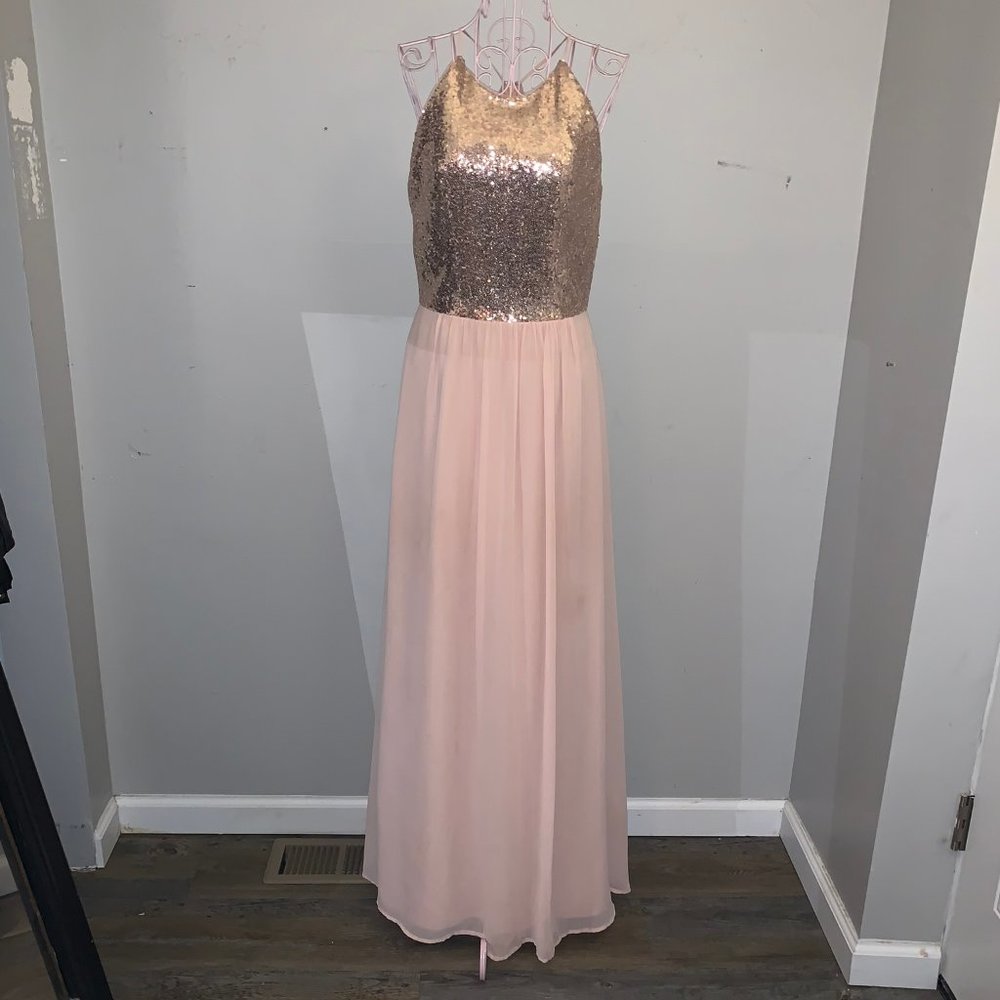 Blush Dress with Sparkling Gold Top